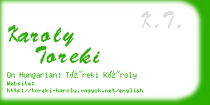 karoly toreki business card
